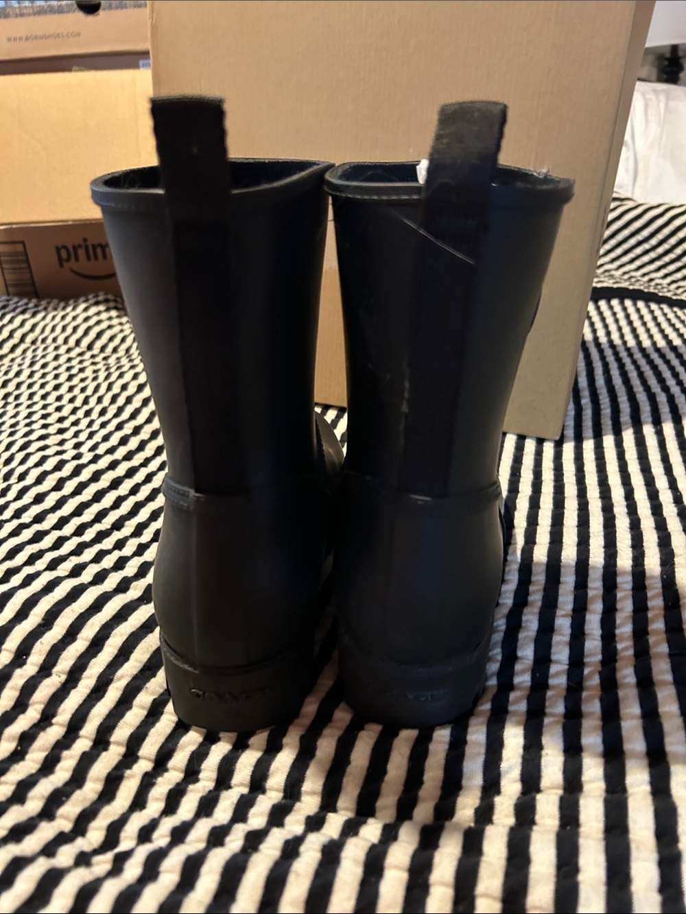 COACH Black Short Women's Rain Boots with Lug Sole - Picture 6 of 11